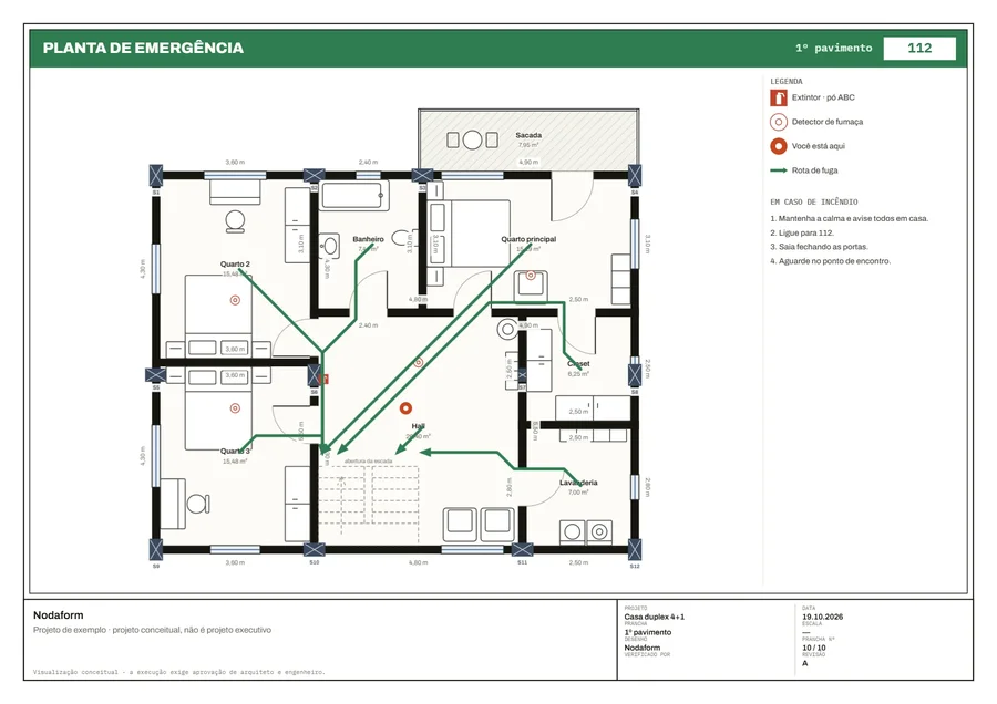Planta de emergência · 1º pavimento